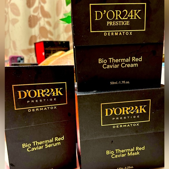 D’OR24k bio thermal red caviar serum face cream and mask bundle